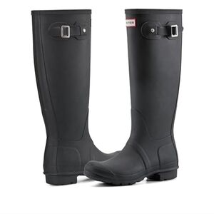 NWT Hunter Refined Black Gold Trim Tall Women's Boots - 39